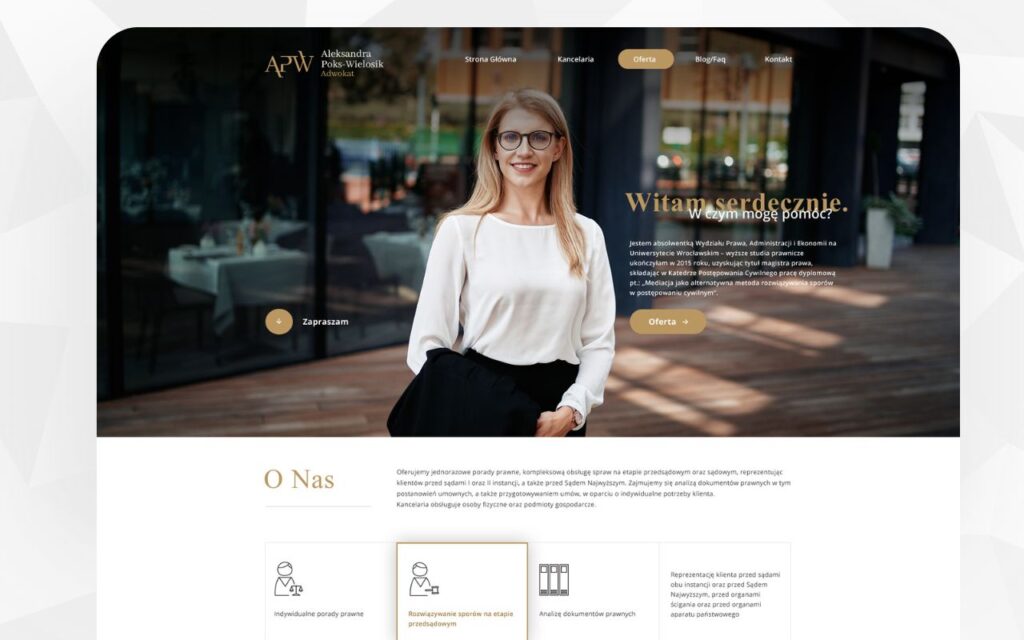 strona www dla adwokata - minimalistyczny projekt strony